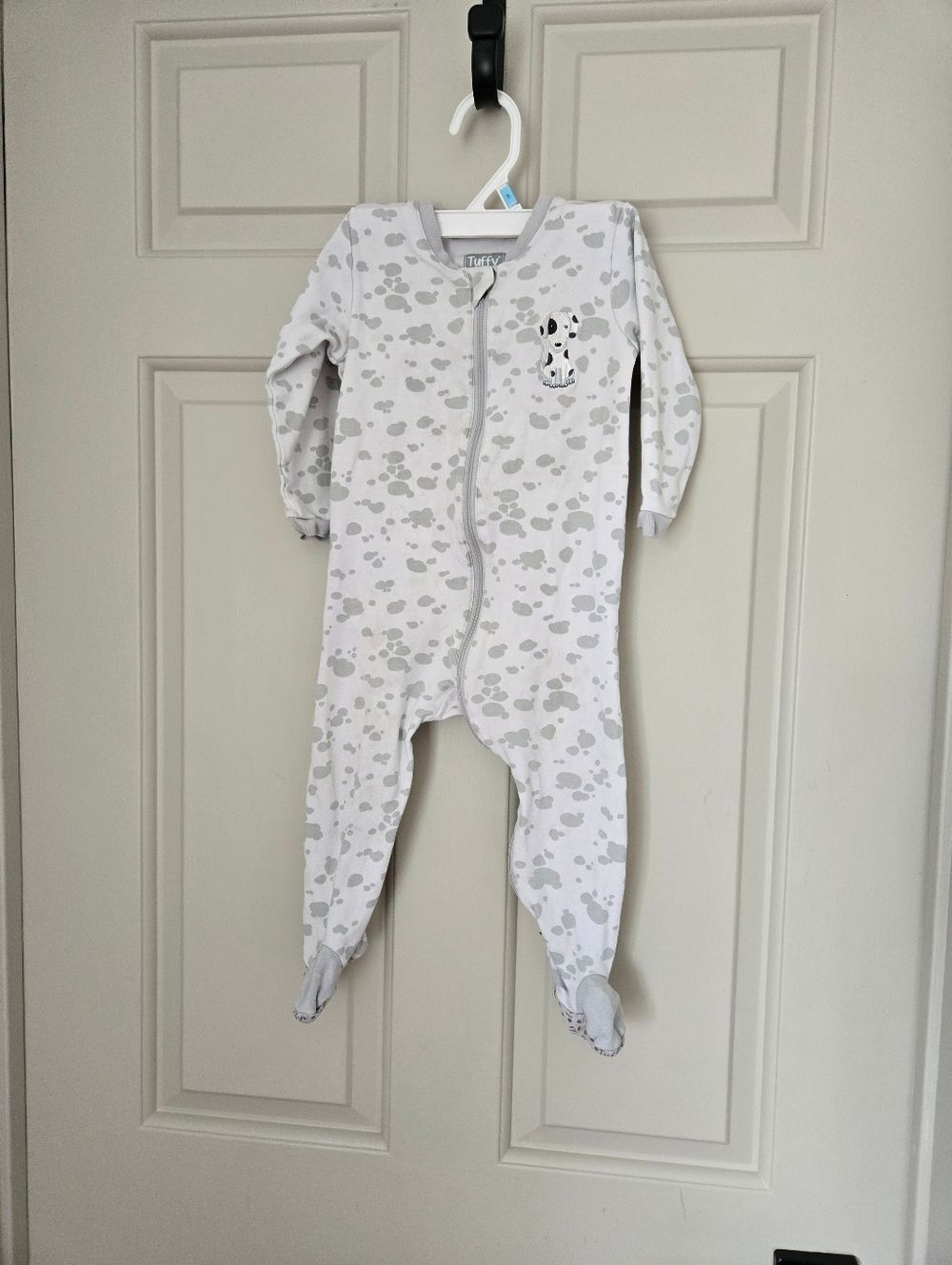 Tuffy Gray & White Baby Footed Dalmation Print  Sleeper